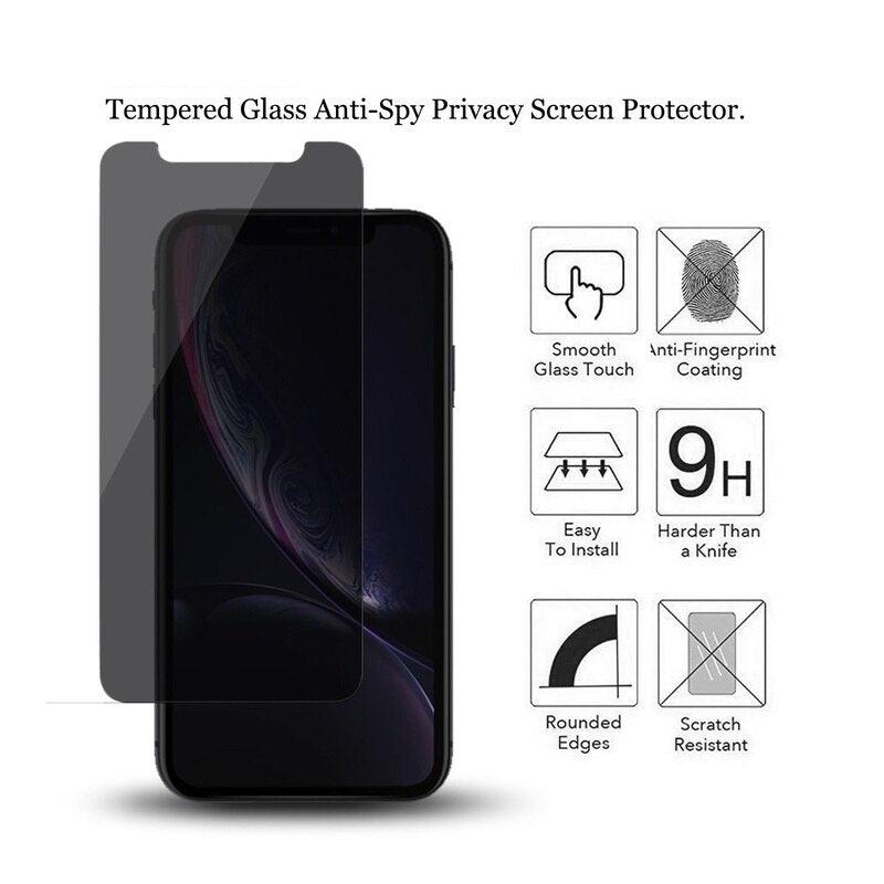Lot de 3 Films de Protection Anti-Espion en Verre Trempé pour IPhone 11 12 13 14 Pro Max 12 Mini X XS XR 6 6S 7 8 Plus Protection d'Écran Confidentiel Anti-Espion HD en Verre Trempé Incassable Antichoc