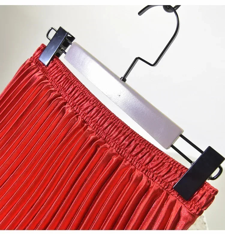 Jupe plissée classique en velours doré Taille haute style rétro Mode Femme de bureau Jupe longue plissée Jupe en velours d'hiver 90cm de long