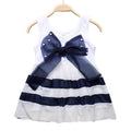 Robes sans manches en mousseline de soie à rayures violettes et col rond, de luxe, pour bébés filles, avec un grand nœud