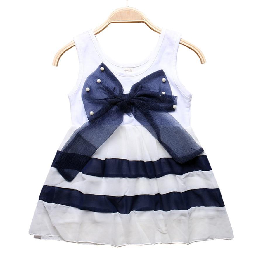 Robes sans manches en mousseline de soie à rayures violettes et col rond, de luxe, pour bébés filles, avec un grand nœud