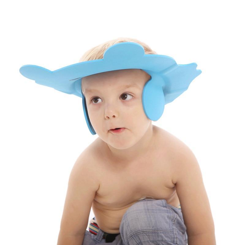 Chapeau Visière de Douche Bébé, Bonnet de Douche Enfant Réglable Doux Protection Mignonne Enfants Shampooing Sécurité Protection Accessoires de Salle de Bain