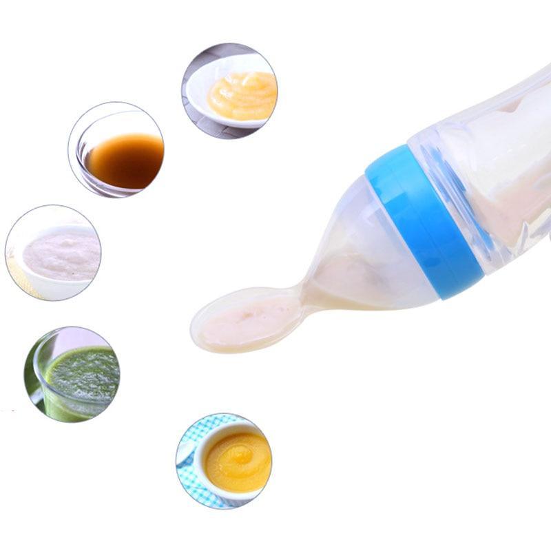Biberon compressible avec cuillère pour bébé, bouteille de lait, entraîneur d'alimentation pour bébé, complément alimentaire pour bébé.
