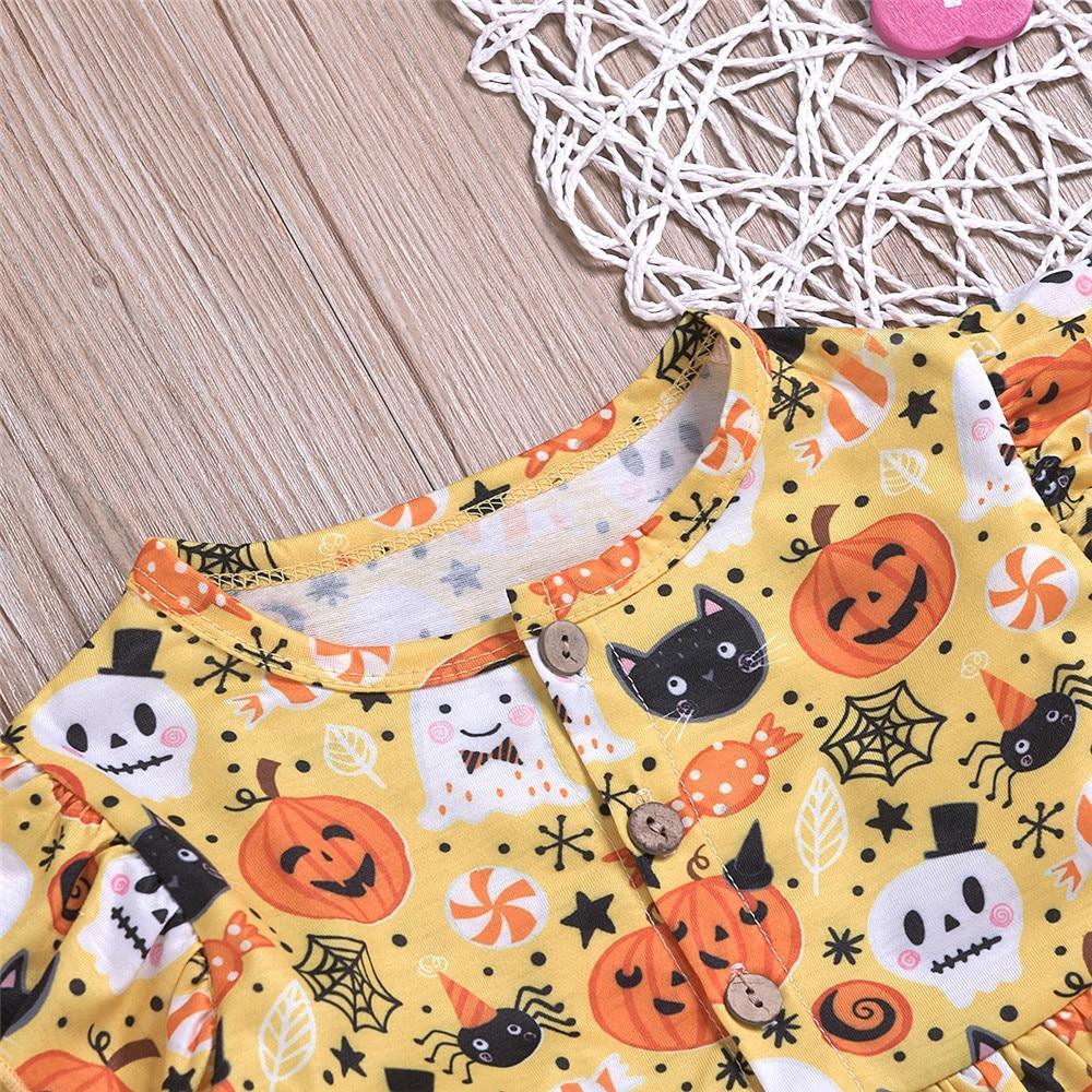 Robe moderne d'automne colorée pour bébés filles, de 1 à 6 ans, motif citrouille d'Halloween, saison automne