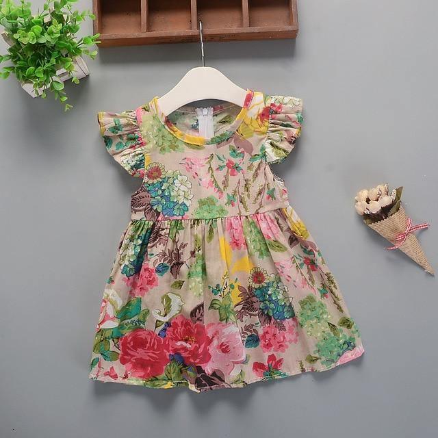 Robe trapèze en coton pour bébé, nouvelle collection été, vêtements pour enfants, robe tutu de princesse à fleurs pour filles