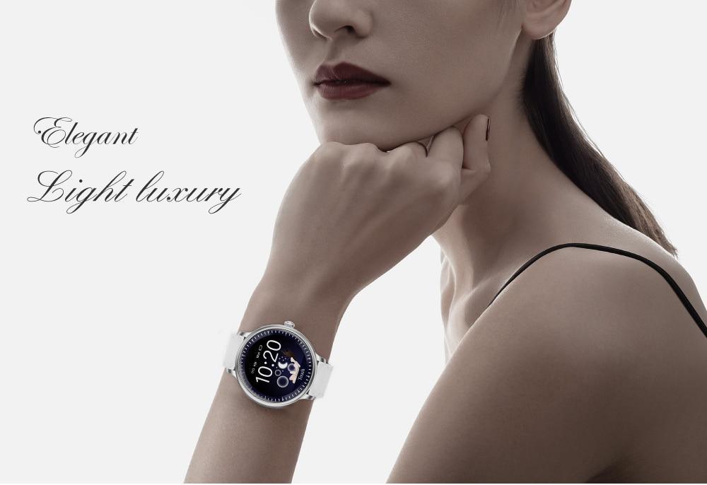 Montre connectée de luxe moderne et élégante pour femmes avec écran rond, compatible avec les systèmes Android et iOS, avec moniteur de fréquence cardiaque, pour filles, femmes et dames