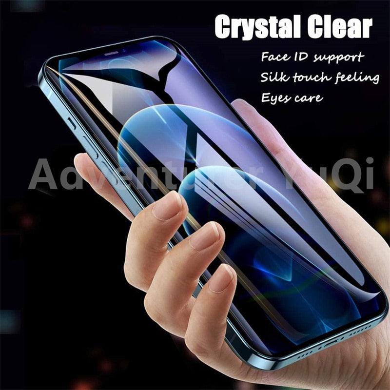 Lot de 3 protections d'écran en verre trempé OG pour iPhone 14 13 12 11 Pro XS Max X XR, avec colle intégrale, bordures incurvées, couverture complète pour iPhone 7 8, protection d'écran en verre pour iPhone
