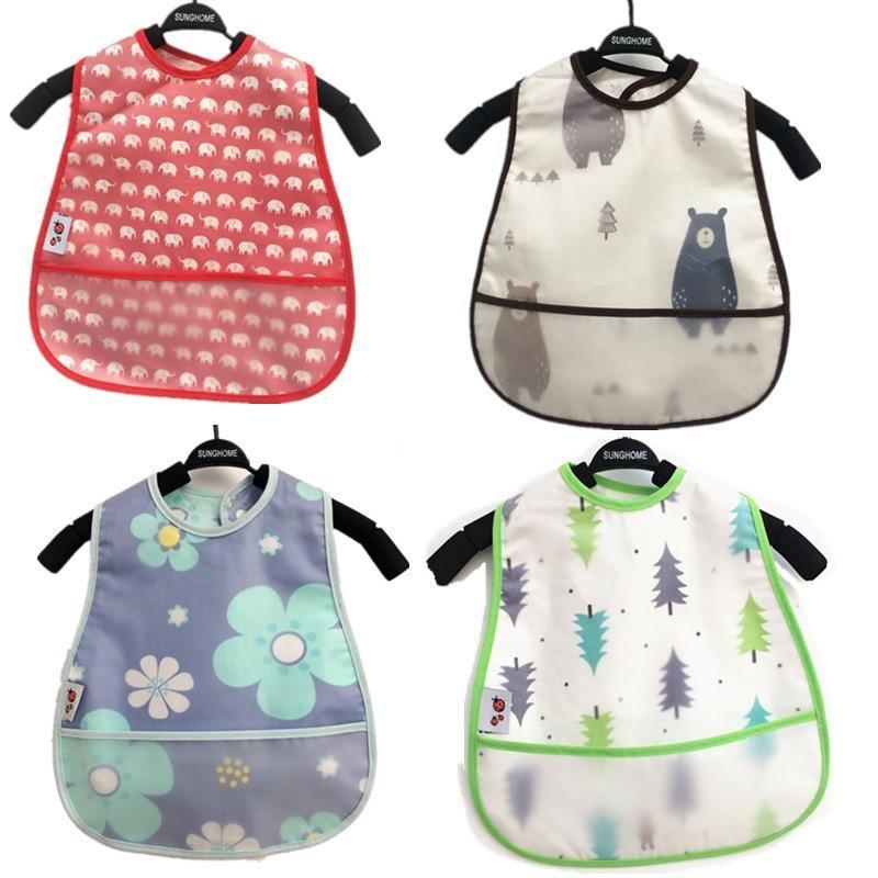 Bavoirs modernes et intéressants réglables pour bébé, bavoirs imperméables pour le déjeuner, bavoirs de dessin animé pour bébé, bavoirs pour enfants