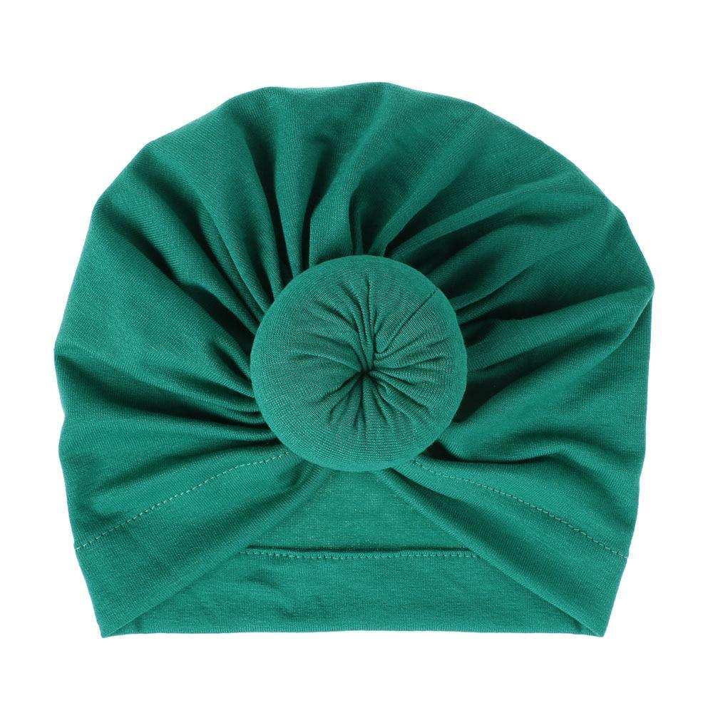 Turban pour bébé fille en coton tricoté, fait main avec fleur plissée, style élégant