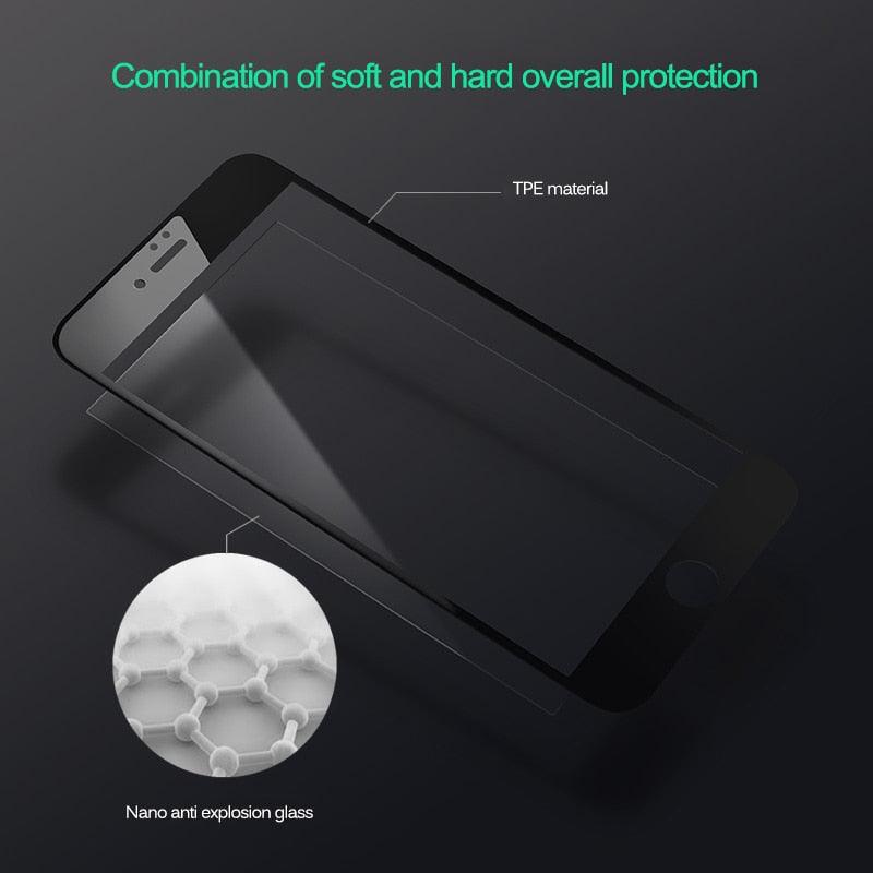 Verre trempé incurvé 9D à couverture complète pour iPhone 7 8 Plus avec bord souple, protection d'écran en verre trempé pour iPhone 7 8 6 6S Plus Film de protection d'écran en verre trempé