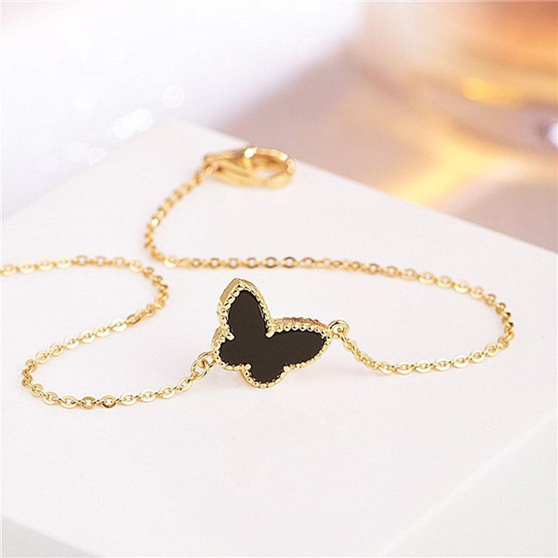Nouveau Bracelet de Mode Moderne en Or pour Fille Élégant Bijoux en Argent 925 Bracelets en Forme de Papillon Luxe pour Femme Mariage Fête Ornement