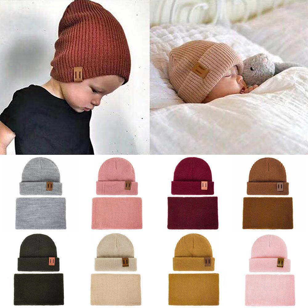 Ensemble moderne pour bébé : bonnet, écharpe et tour de cou – Bonnets écharpes chauds en tricot pour enfants