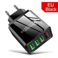 Chargeur Mural USB Portable Charge Rapide 3.0 avec Écran LED et 3 Ports USB 3A - Adaptateur Charge Rapide pour Téléphone Portable Noir et Blanc Moderne