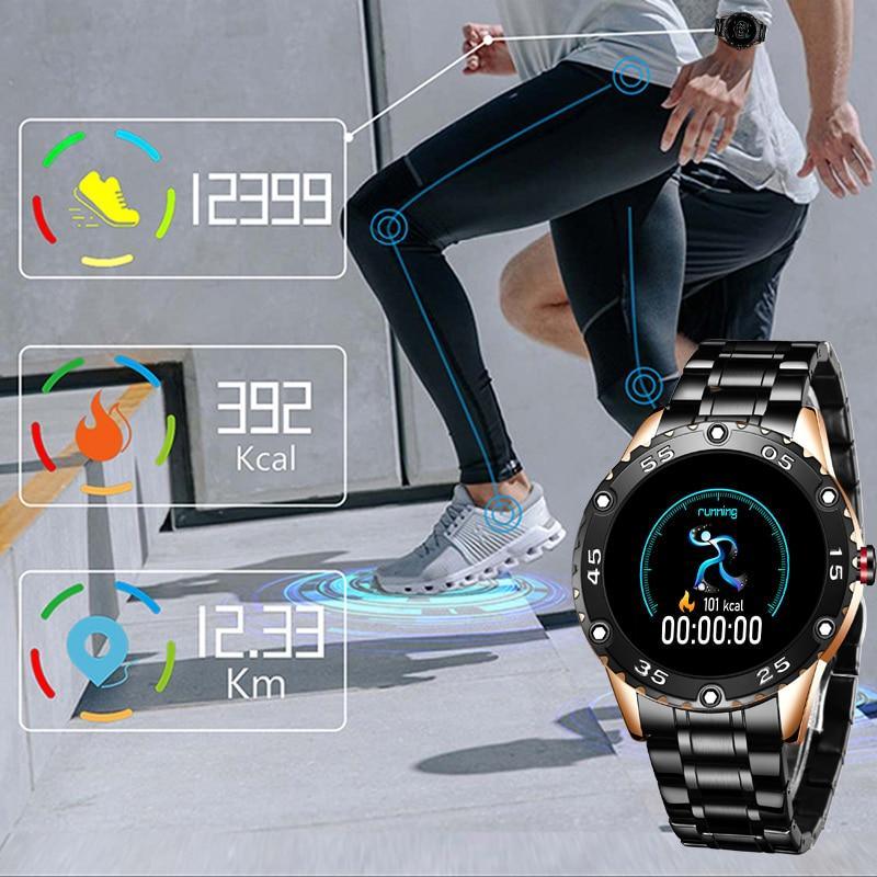 Nouvelle montre connectée pour hommes avec protection étanche IP67 et moniteur de fréquence cardiaque, podomètre pour systèmes Android et iOS, bracelet en acier, montre connectée de sport pour hommes