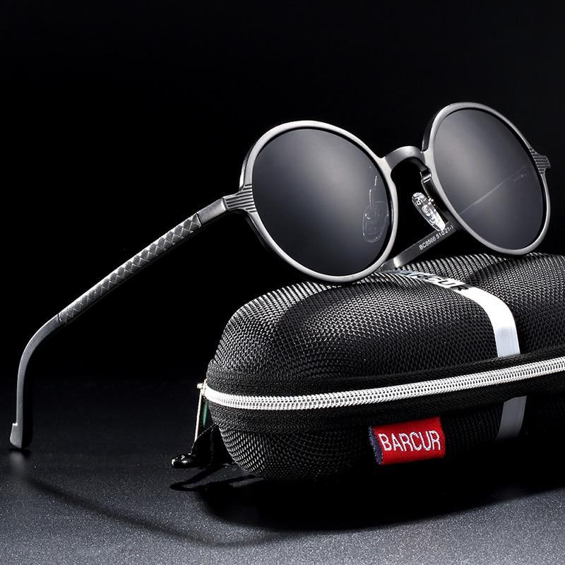 Lunettes de soleil rondes de luxe polarisées universelles rétro modernes avec monture en métal de haute qualité et protection UV400