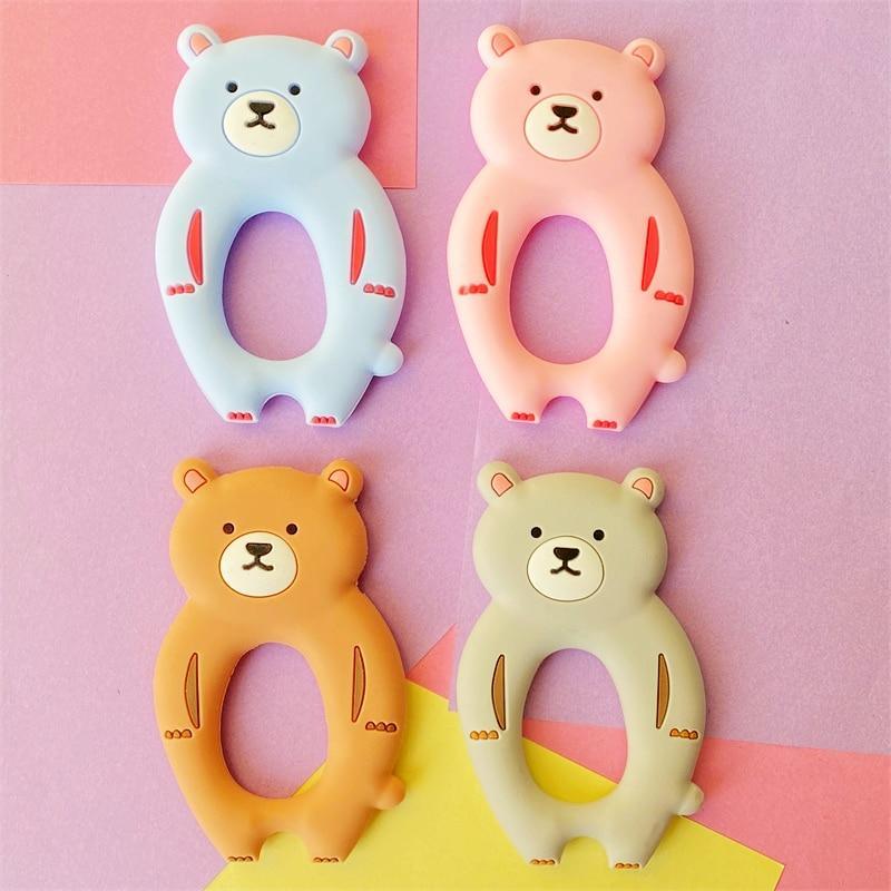 4pcs Ours Silicone Anneau de Dentition Bébé Jouets de Dentition Mâchable Dessin Animé Forme d'Animal Produits pour Bébé Cadeau d'Allaitement