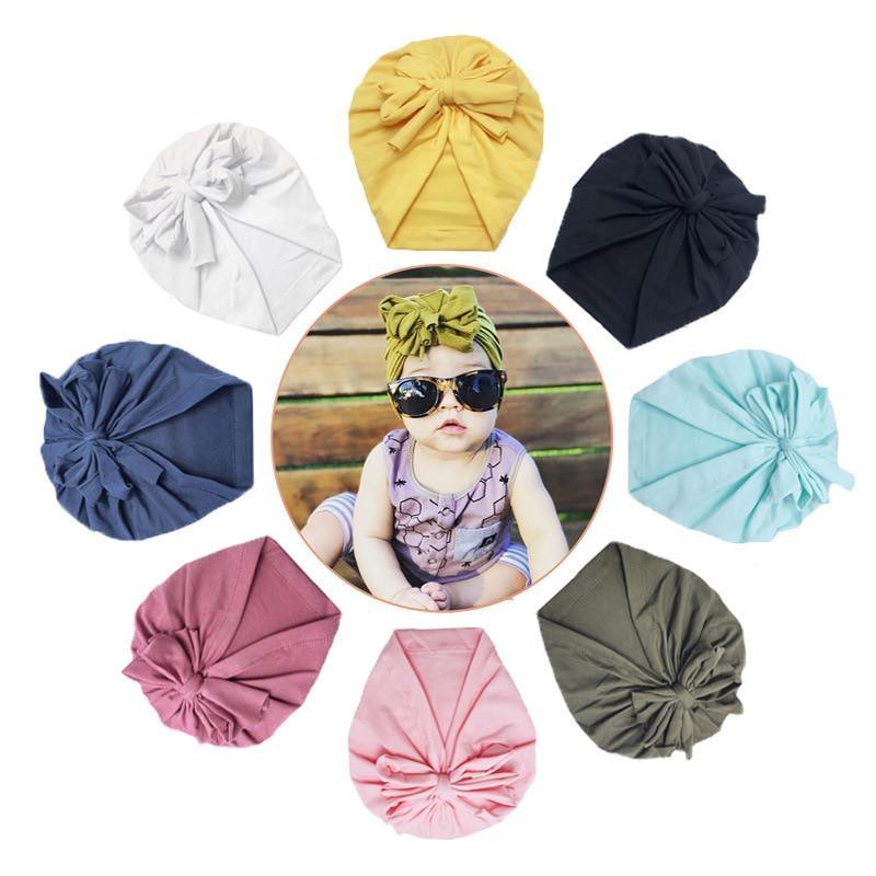 Bandeau de luxe moderne pour bébé avec nœud imprimé en coton extensible, turban, bandeau pour bébé, bonnet, pour bébés et enfants