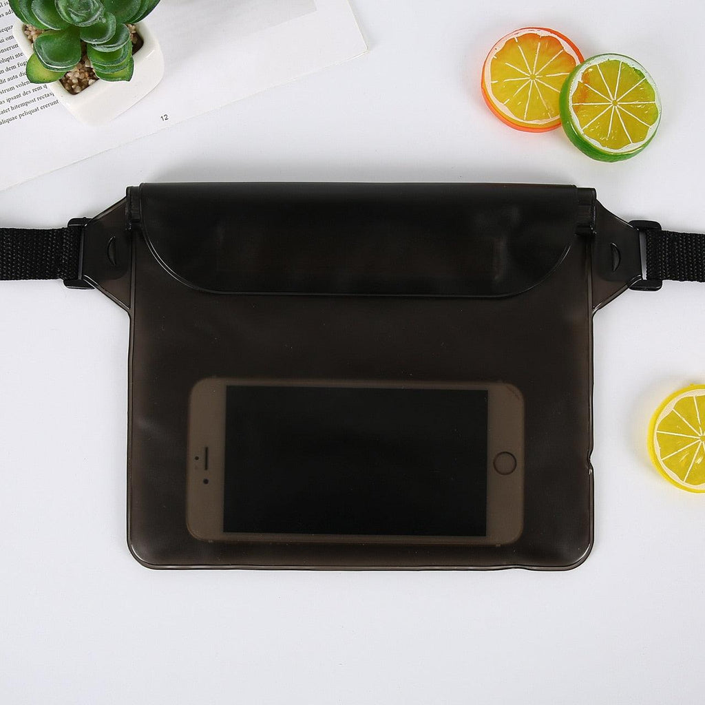 Sac de natation étanche 3 couches Sac de plage de plongée étanche à l'eau Sac de taille pour téléphone portable sous-marin Étui étanche avec ceinture réglable Étui confortable pour téléphone
