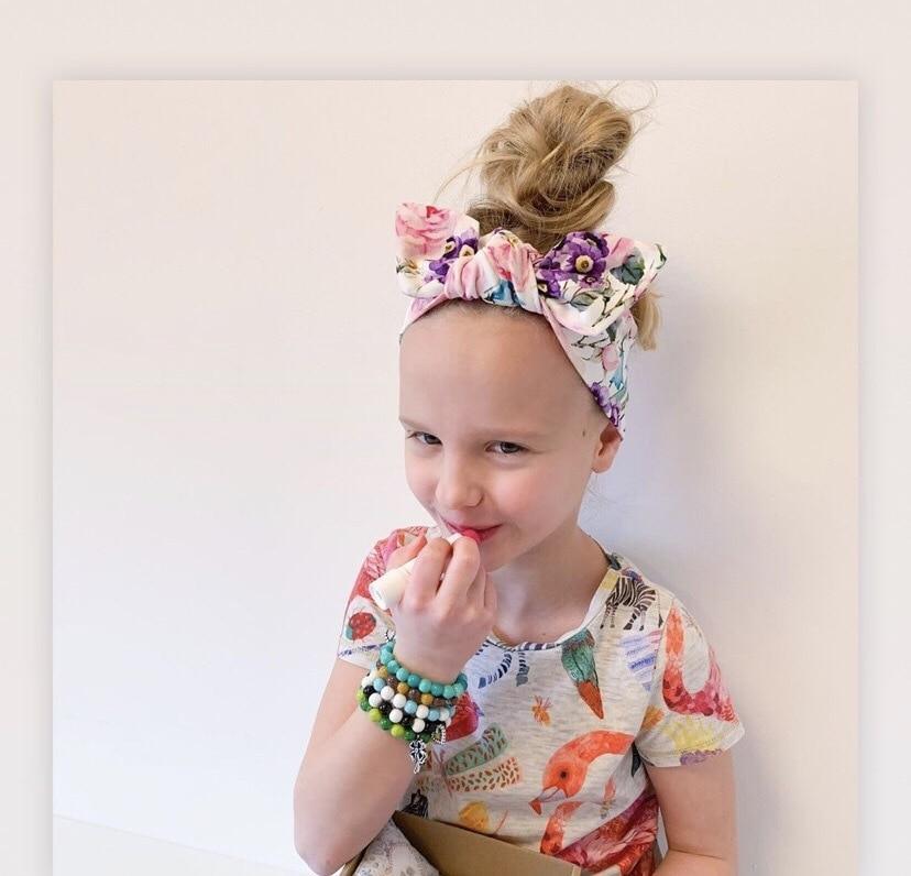 Bandeaux de luxe élégants mère et bébé pour fille, Bandeau à oreilles de lapin, Imprimé floral, Nœuds, Accessoires de cheveux parent-enfant
