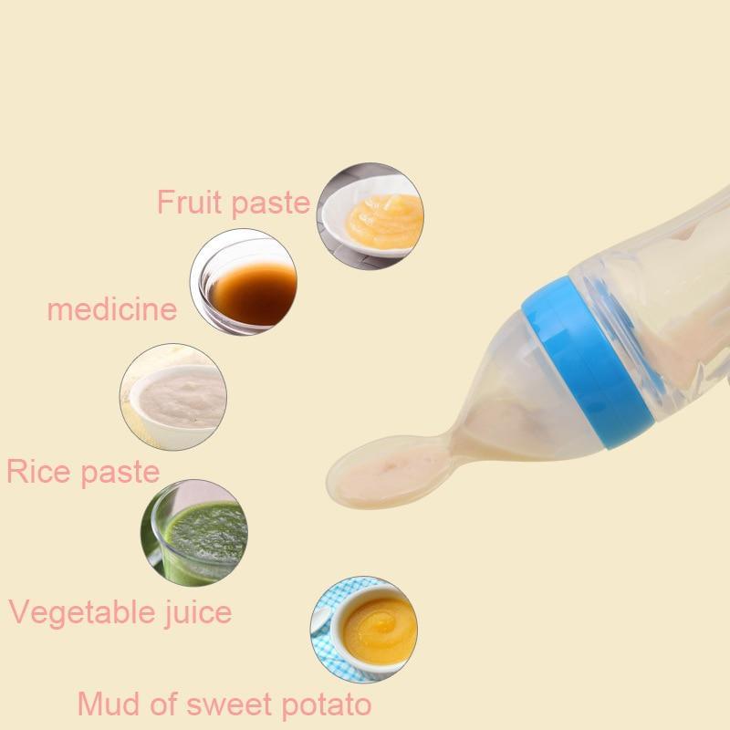 Nouveau Biberon Moderne Cuillère Distributrice Compte-gouttes Cuillères en Silicone pour Nourrir les Médicaments Enfants Tout-petits Couverts Ustensiles Accessoires pour Bébés Biberon Cuillère Idéal pour les Voyages