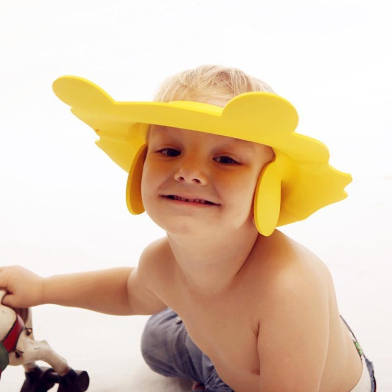 Chapeau Visière de Douche Bébé, Bonnet de Douche Enfant Réglable Doux Protection Mignonne Enfants Shampooing Sécurité Protection Accessoires de Salle de Bain