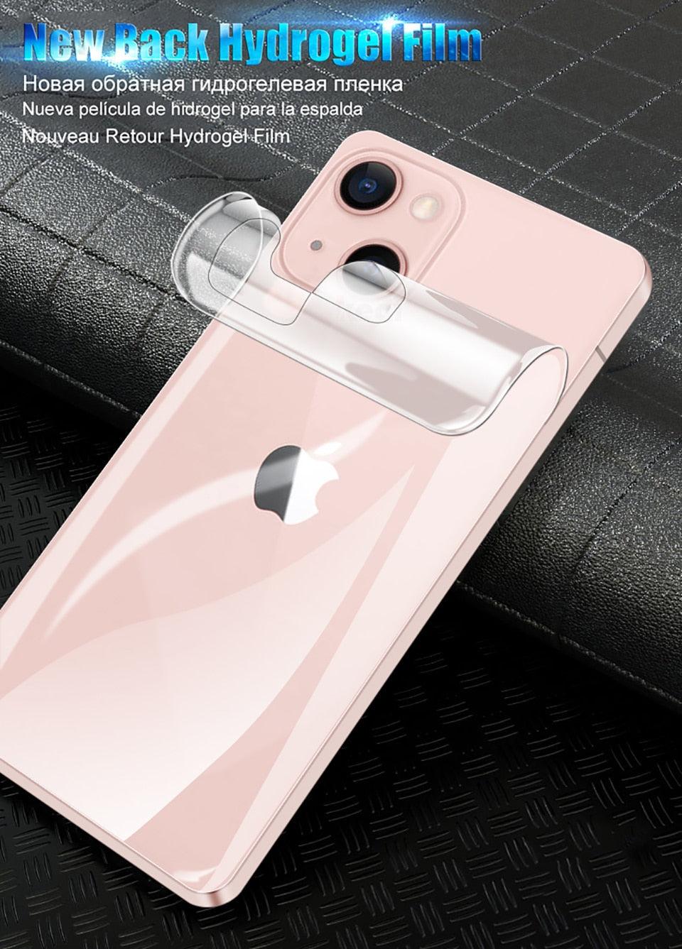 Protection d'écran en verre trempé ultra-fin pour iPhone 14 13 11 12 XS MAX XR X 7 8 6 6S SE Pro MAX Plus Mini, protection arrière souple anti-bulles/rayures