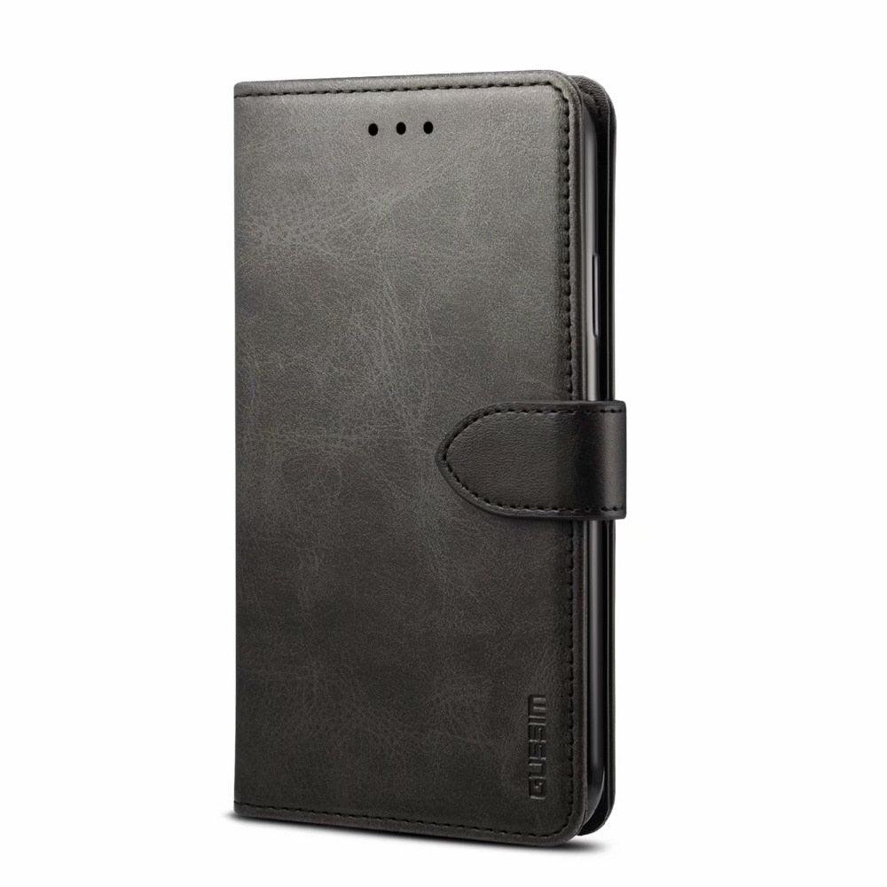 Étui à Rabat Magnétique en Cuir Rouge de Luxe pour iPhone 14 12 13 11 11 Pro Max XR XS Max X, Housse Portefeuille pour iPhone avec Emplacements pour Cartes, Béquille et Boucle Magnétique