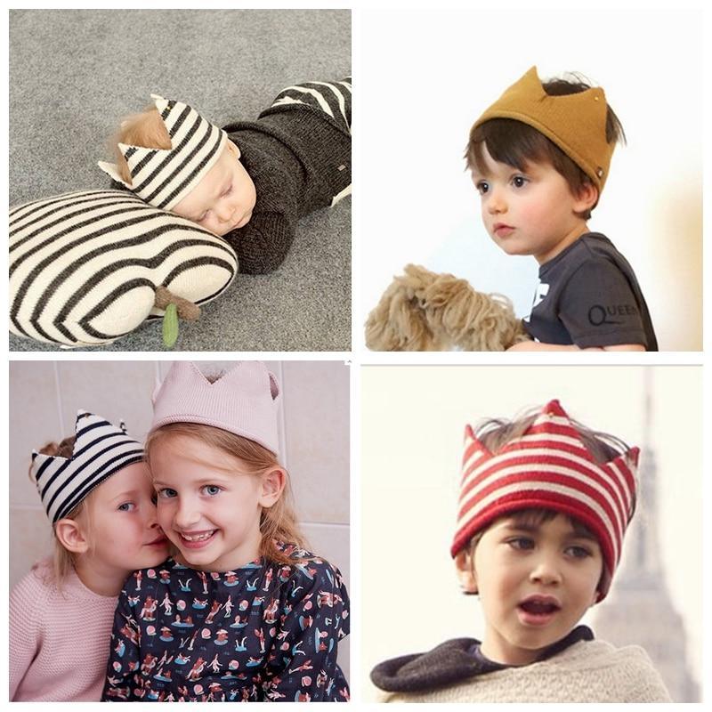 Nouvelle tendance de luxe moderne Bonnet de bébé Filles et garçons Couronne Tricoté Chapeau Bébé Chapeaux d'été Vides Nouveau-né Design Laine Bonnet Pour Enfants