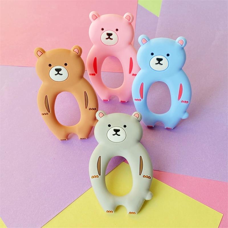 4pcs Ours Silicone Anneau de Dentition Bébé Jouets de Dentition Mâchable Dessin Animé Forme d'Animal Produits pour Bébé Cadeau d'Allaitement