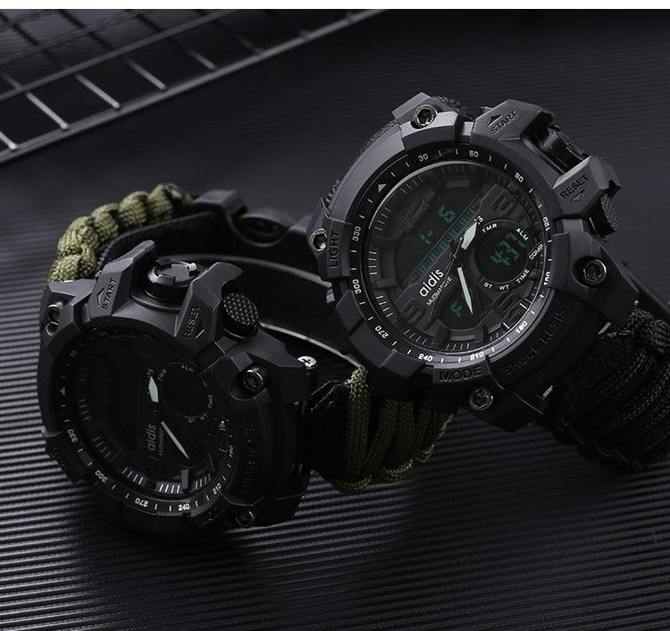 Montre de survie militaire pour homme avec boussole/sifflet/grattoir/étanche 30M, style G pour hommes, montre de sport antichoc Relogio Masculino