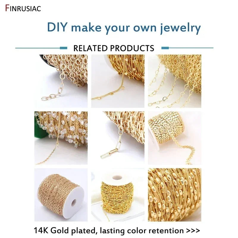 Chaînes texturées rondes plaquées or véritable 14K de 4mm*4,5mm pour la fabrication de colliers, accessoires de bijoux DIY, chaînes artisanales
