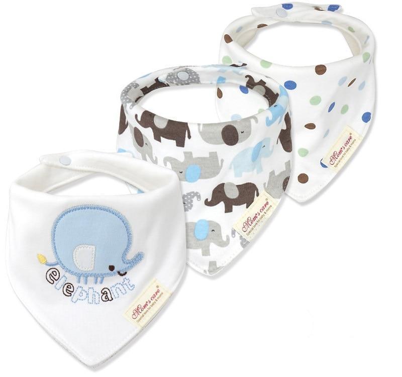 Bavettes bandanas pour bébé Moder, lot de 3 en coton, motifs triangulaires variés pour bébés garçons et filles