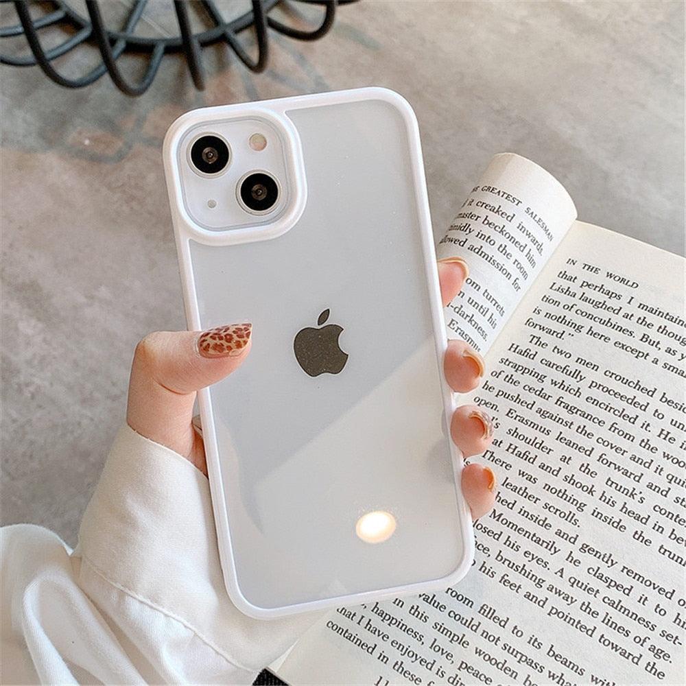 Coque de téléphone unisexe antichoc mignonne en silicone pour iPhone 14 11 12 13 Pro Max, étui de protection arrière transparent coloré en silicone pour iPhone