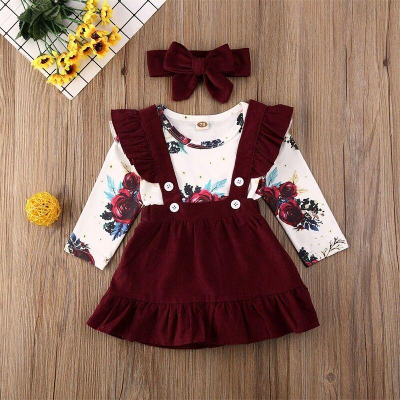 Ensemble barboteuse florale et jupe pour bébé fille nouveau-né avec bandeau – motif mignon, cadeau parfait