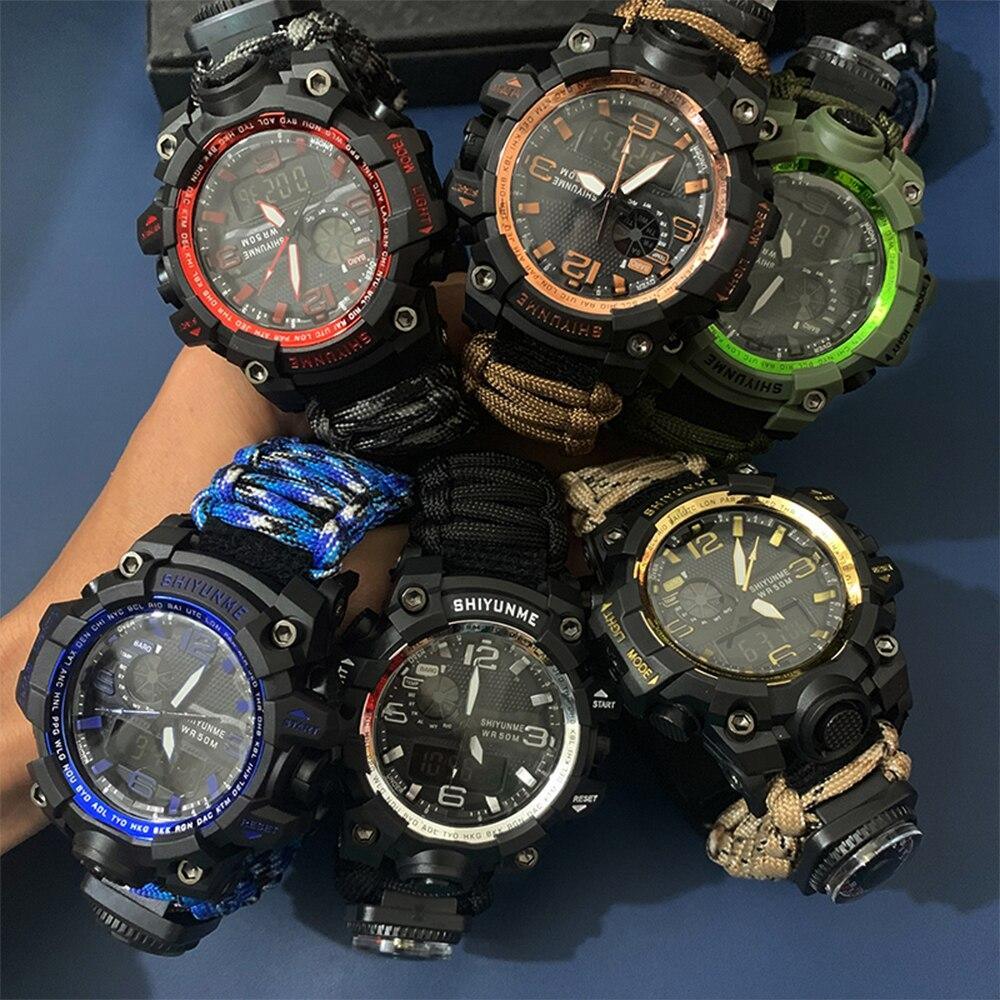 Montre sport homme de survie avec boussole extérieure de la marque de luxe G Style, montres numériques militaires étanches 50M relogio masculino