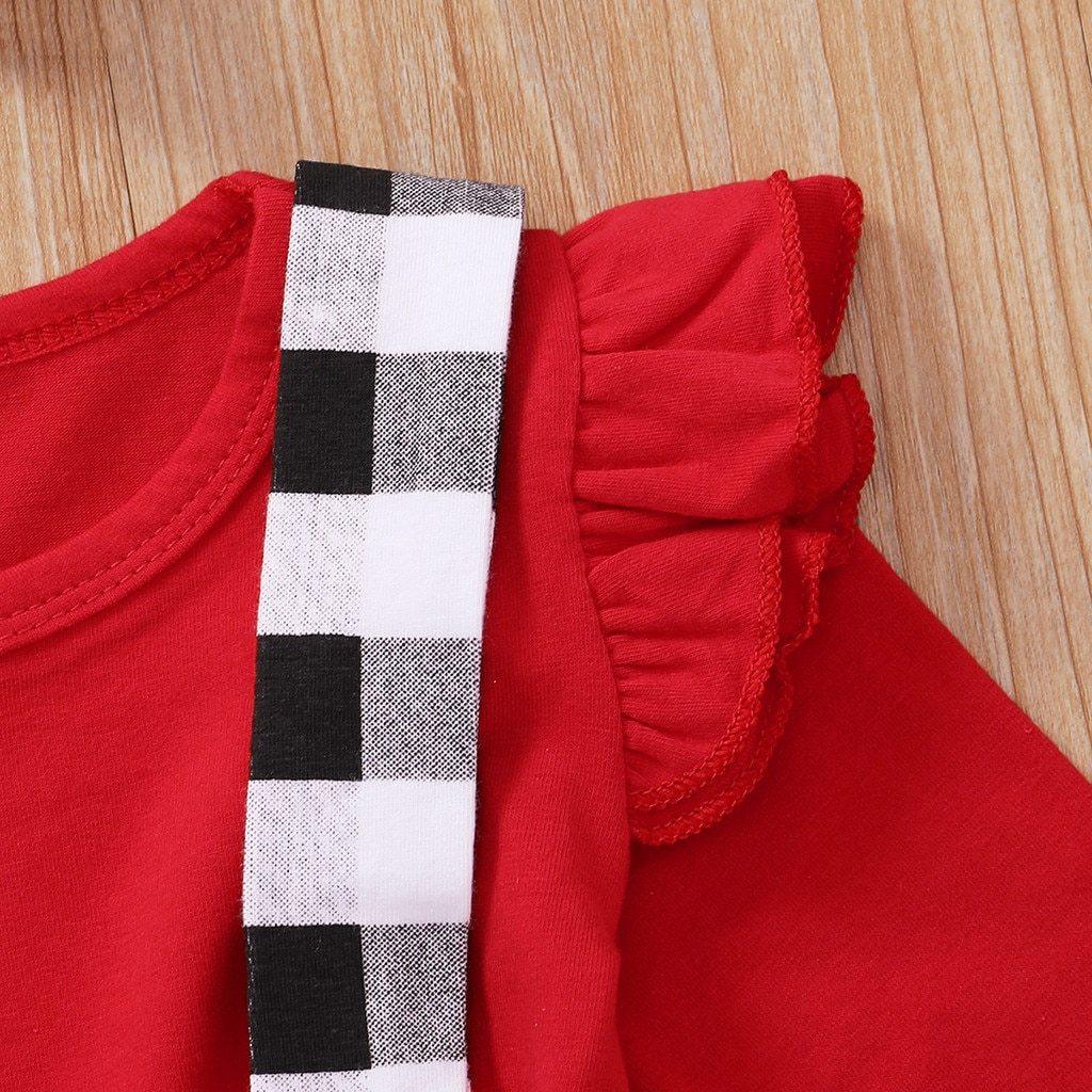 Jolies Tenues Automne Hiver Bretelles à Carreaux Robe de Noël Vêtements Jupes pour Enfants Filles