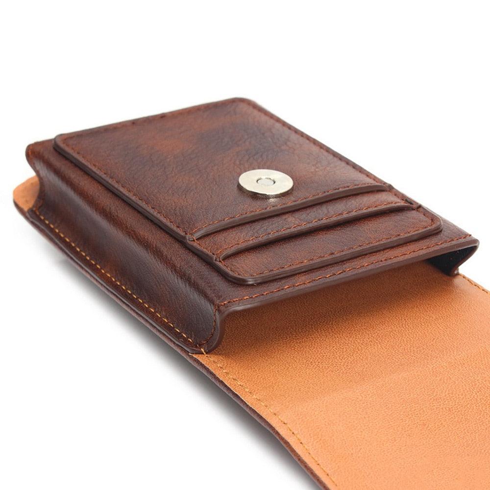 Étui universel en cuir pour iPhone Étui vertical en cuir PU pour hommes avec clip ceinture pour iPhone Sac banane avec clip ceinture pour téléphone portable de 3,5 à 6,3 pouces Housse de téléphone