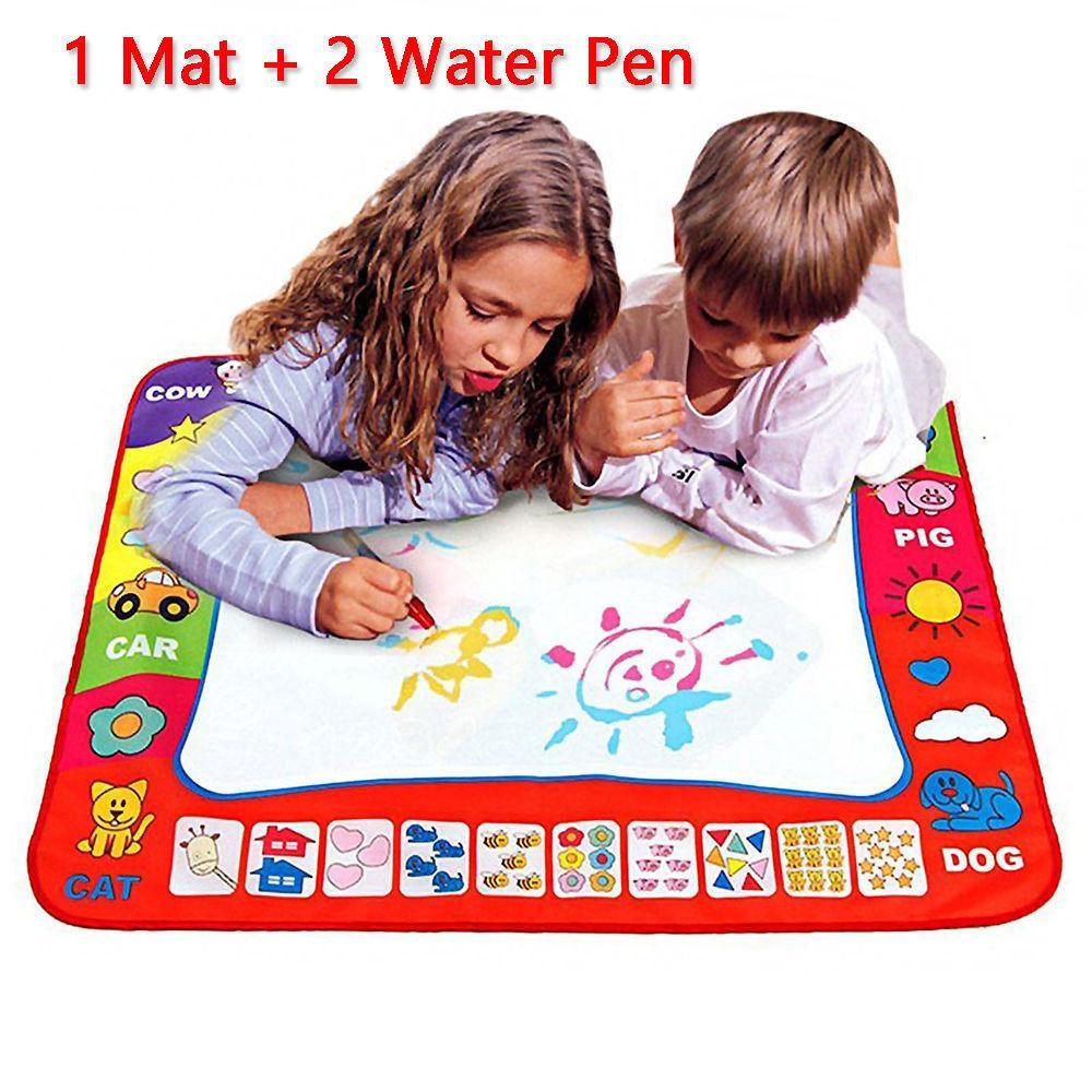 Tapis de dessin à l'eau pour enfants de 1 à 6 ans, tableau/tapis de peinture éducatif pour tout-petits avec stylo magique à eau, cadeau 45,5 x 29 cm (Blanc)