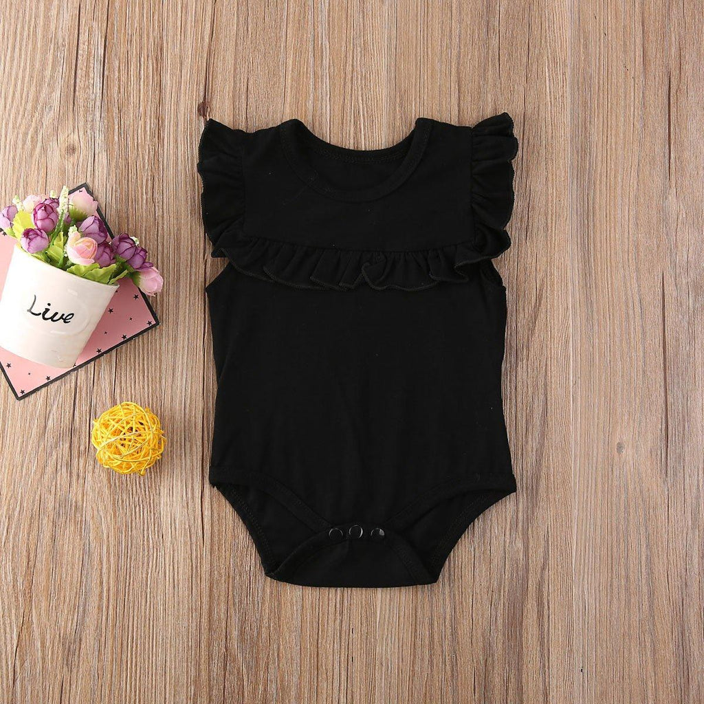 Vêtements Bébé Fille Nouveau-né Grenouillère sans Manches à Volants Combinaison Unie Barboteuse Tenues pour Filles