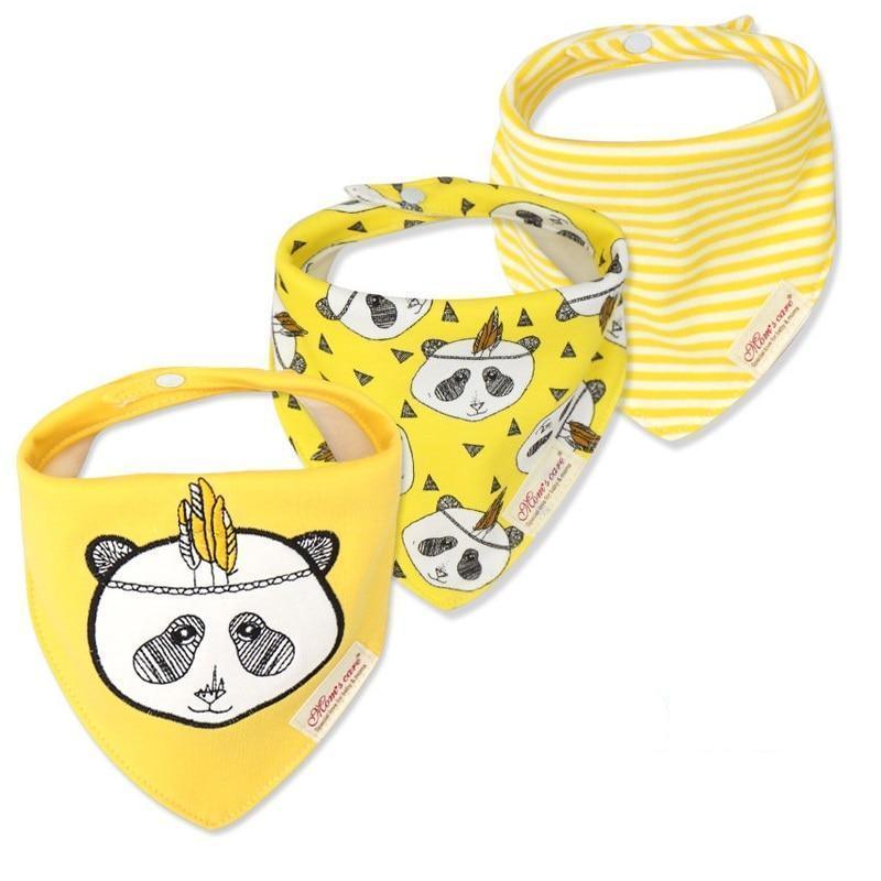 Bavettes bandanas pour bébé Moder, lot de 3 en coton, motifs triangulaires variés pour bébés garçons et filles