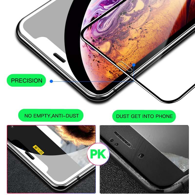 Verre trempé 20D pleine couverture pour iPhone 11 12 13 mini Pro X XR XS Max, protecteur d'écran pour iPhone 6 7 8 Plus SE, Film de protection HD transparent, installation facile, cadre, dureté 9H, sans bulles, anti-rayures et anti-traces de doigts