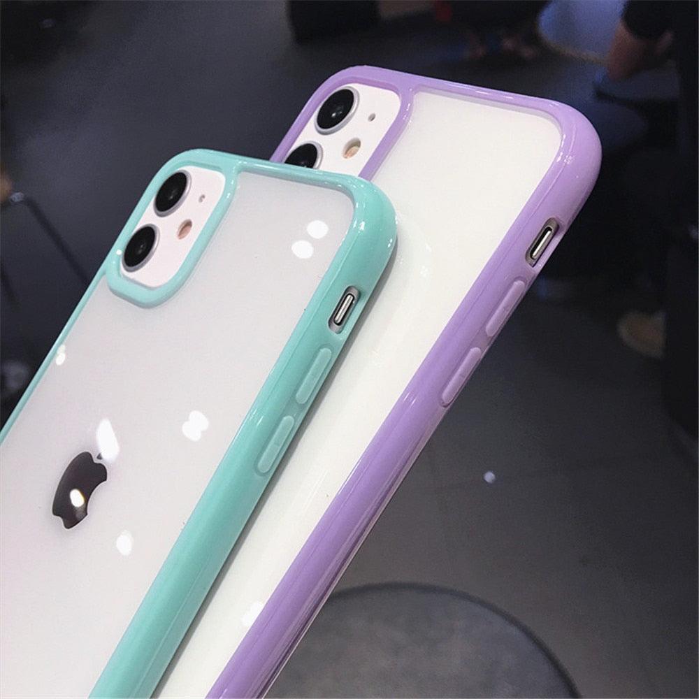 Coque de téléphone antichoc transparente avec pare-chocs pour iPhone 11 12 13 14 Pro Max Mini, motif bonbon mignon, coque rigide de luxe translucide pour iPhone