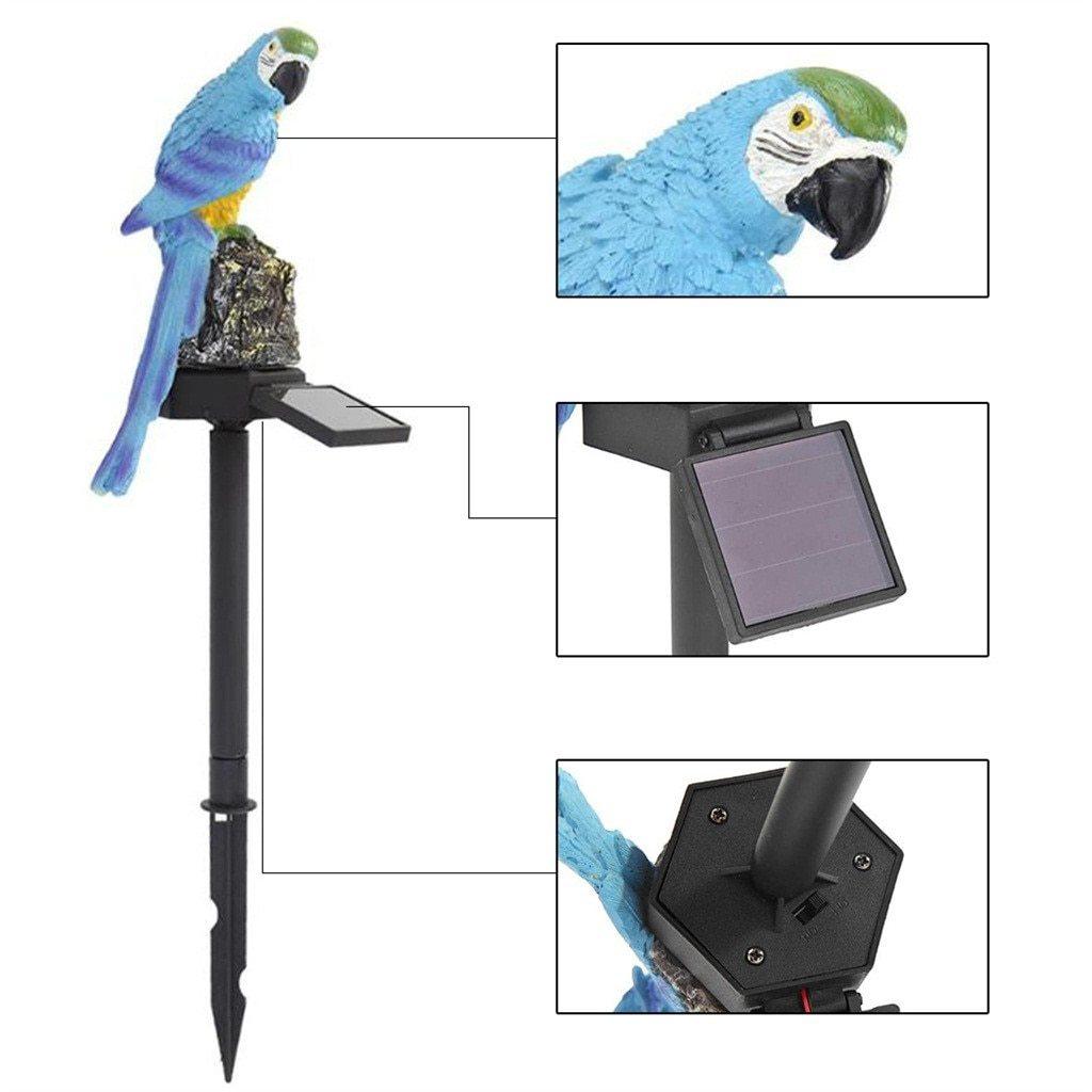 Lampe décorative LED étanche en forme de perroquet pour jardin, éclairage solaire extérieur en résine pour allée, porte, pelouse
