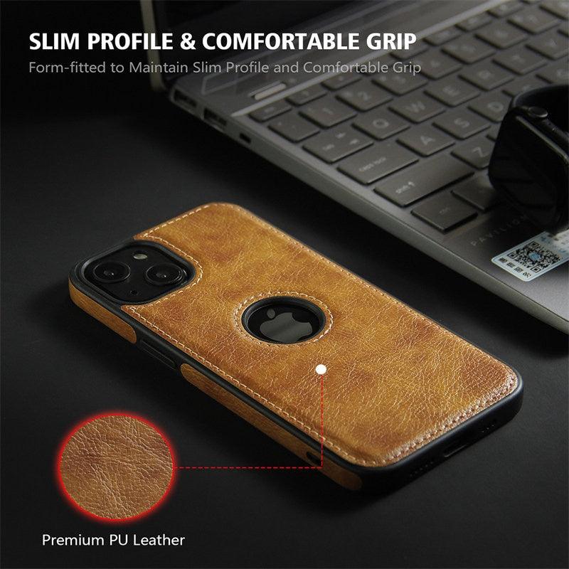 Coque de téléphone en cuir ultra-mince pour iPhone 13 Pro Max 12 Pro Max 14, housse de protection souple antichoc, étui arrière de protection antichoc pour appareil photo et écran en cuir PU pour iPhone
