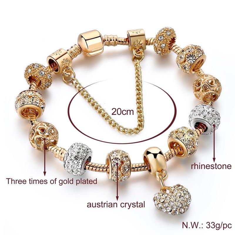Nouveaux Bracelets et Joncs Modernes de Luxe en Forme de Cœur Doré, Exceptionnels pour Femmes avec un Design de Diamants Brillants