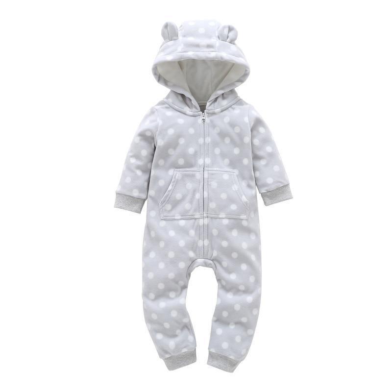 Combinaison à capuche en polaire à manches longues pour nouveau-nés, barboteuse moderne et populaire pour bébés filles et garçons