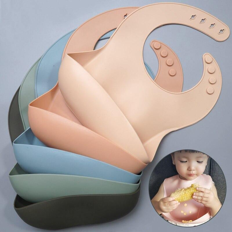 Bavoirs d'alimentation en silicone massif pour nouveau-nés, langes, plastron tendance, articles pour bébé pour enfants