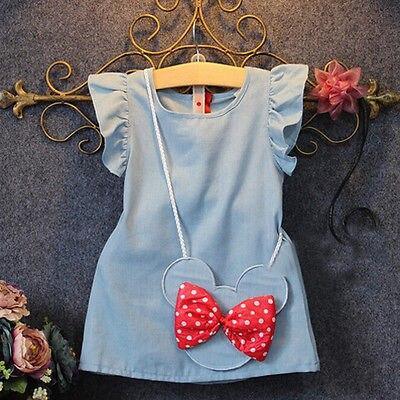 Robe Enfant Filles Robes De Soirée et De Mariage en Coton Rayé avec Col Revers et Manches Volantes