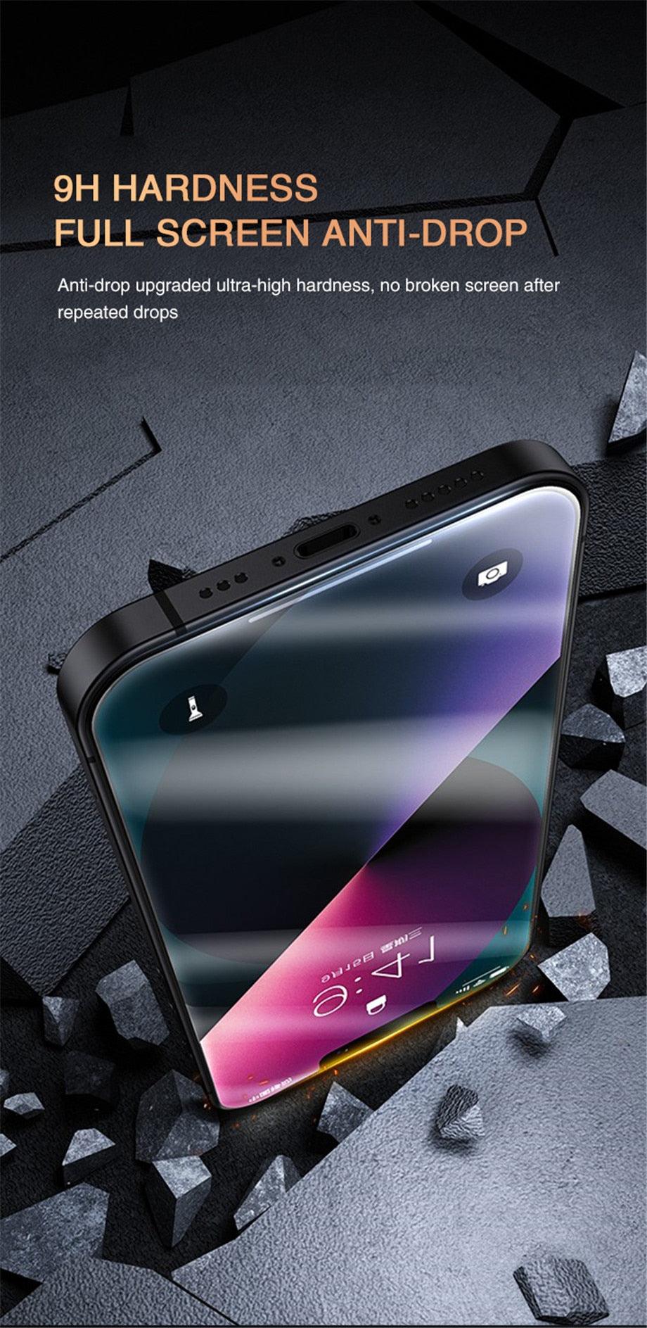 Protection d'écran anti-espion pleine couverture pour iPhone 11 12 13 PRO MAX Verre de confidentialité pour iPhone 14 Pro 8 Plus XS Max XR Verre trempé anti-espion Protecteur d'écran de confidentialité pour iPhone