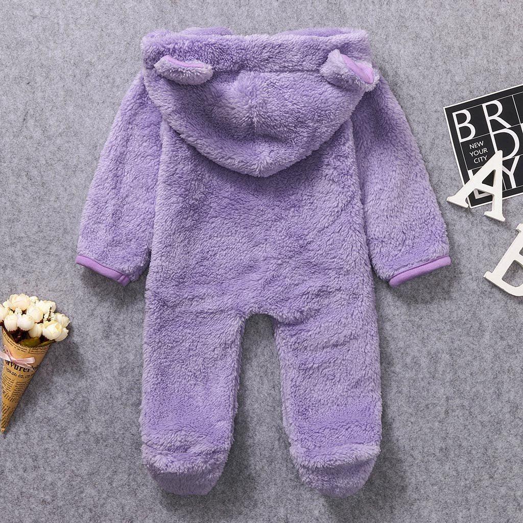 Nouvelle Tendance Hiver Combinaison Bébé Chaude Nouveau-né Garçon Solide Capuche Bébé Barboteuse Manteau Chaud Combinaison Polaire Vêtements d'Extérieur pour Garçons et Filles