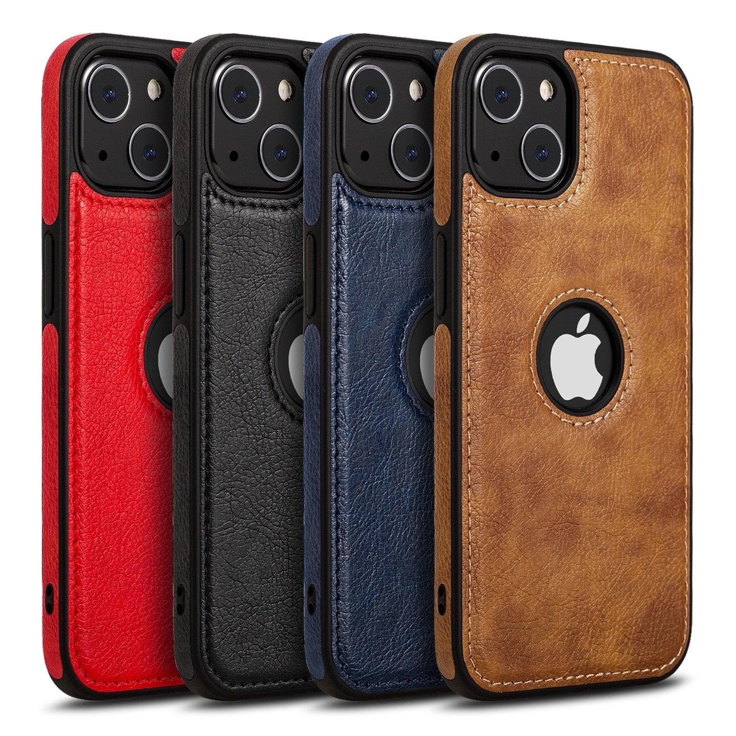 Coque de téléphone en cuir ultra-mince pour iPhone 13 Pro Max 12 Pro Max 14, housse de protection souple antichoc, étui arrière de protection antichoc pour appareil photo et écran en cuir PU pour iPhone